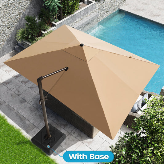 Crestlive Products 10x13ft Aluminum Crank Cantilever Patio Umbrella with Base