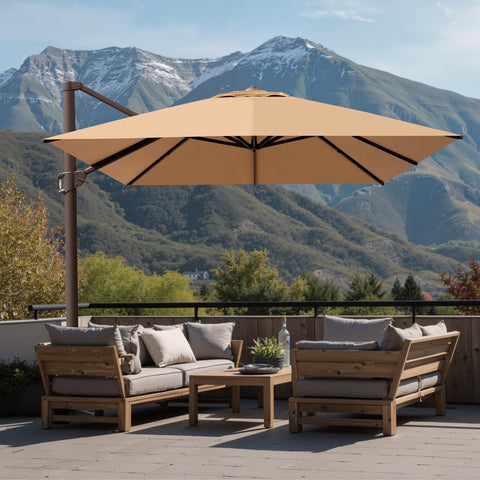 Crestlive Products 13x10ft Aluminum Crank Cantilever Patio Umbrella with Base Options