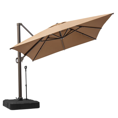 Crestlive Products 13x10ft Aluminum Crank Cantilever Patio Umbrella with Base Options