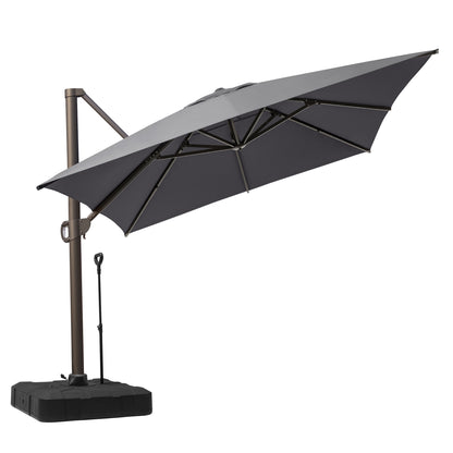 Crestlive Products 10x13ft Aluminum Crank Cantilever Patio Umbrella with Base