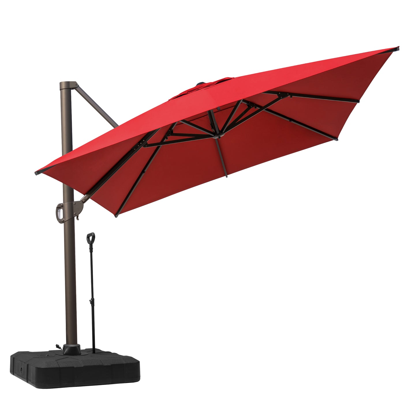 Crestlive Products 10x13ft Aluminum Crank Cantilever Patio Umbrella with Base