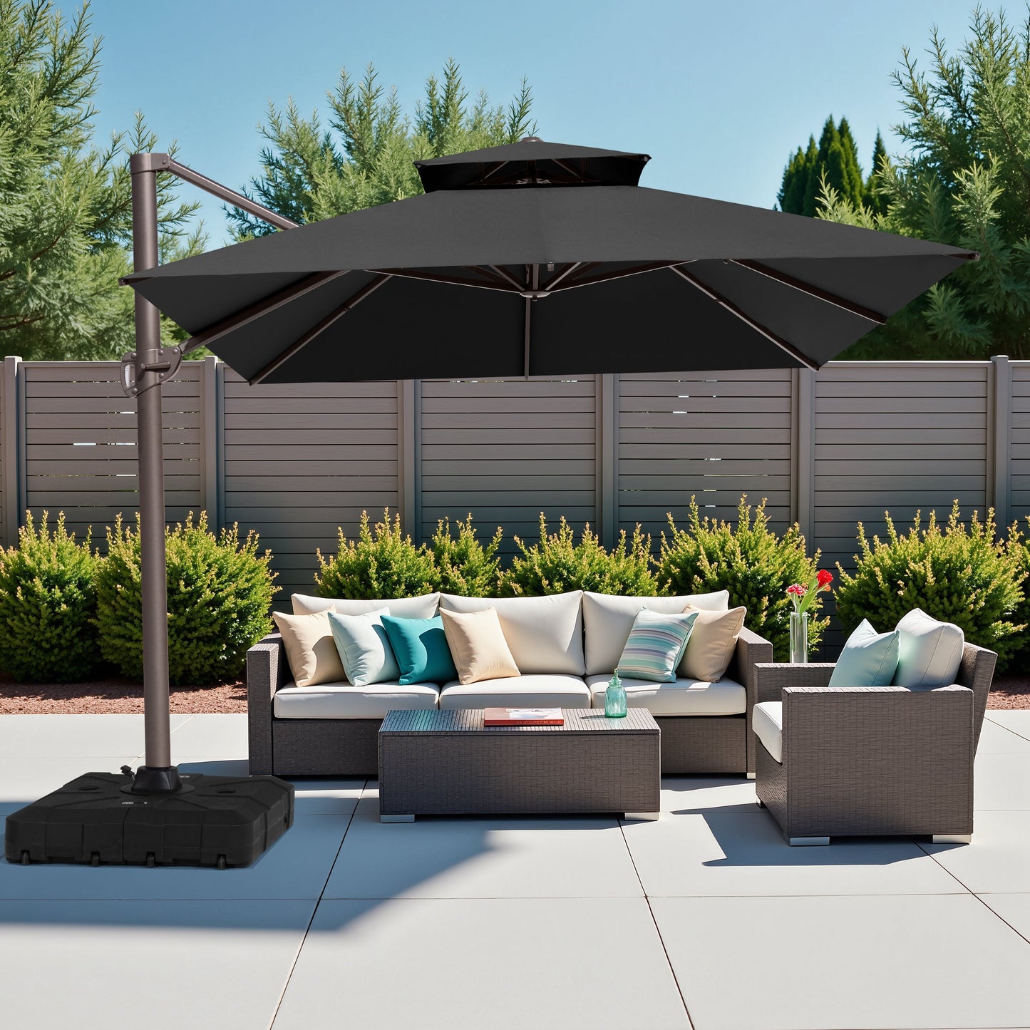 Crestlive Products 13x10ft Aluminum Double Top Crank Cantilever patio Umbrella