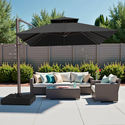 Crestlive Products 13x10ft Aluminum Double Top Crank Cantilever patio Umbrella