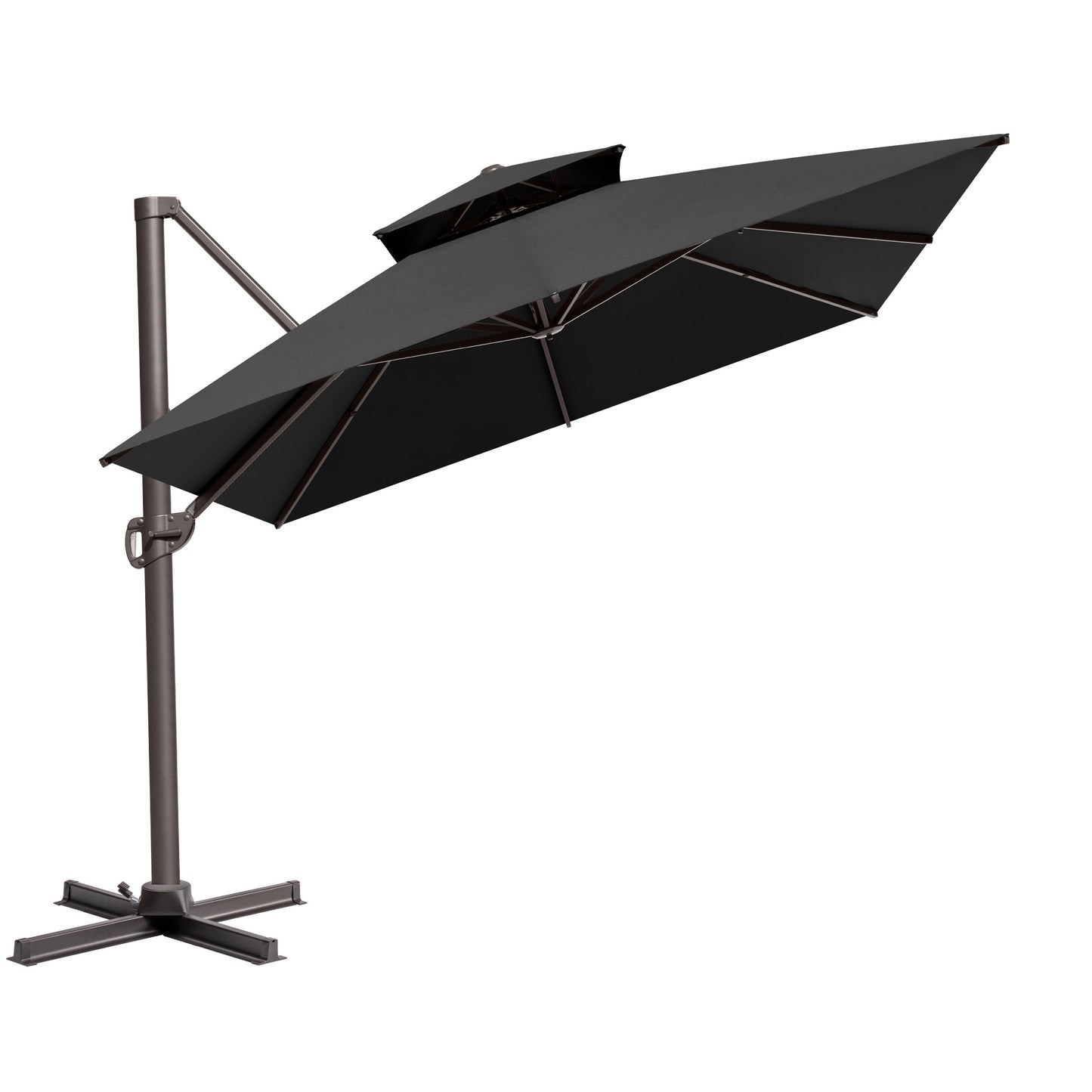 Crestlive Products 13x10ft Aluminum Double Top Crank Cantilever Patio Umbrella with Base Options