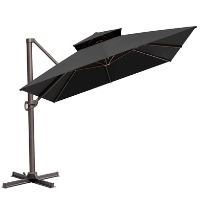 Crestlive Products 13x10ft Aluminum Double Top Crank Cantilever Patio Umbrella with Base Options