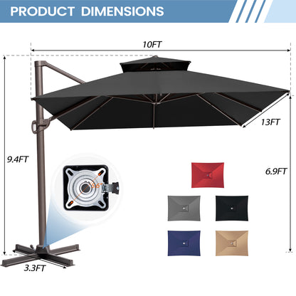 Crestlive Products 13x10ft Aluminum Double Top Crank Cantilever patio Umbrella
