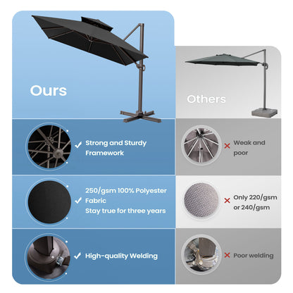 Crestlive Products 13x10ft Aluminum Double Top Crank Cantilever patio Umbrella