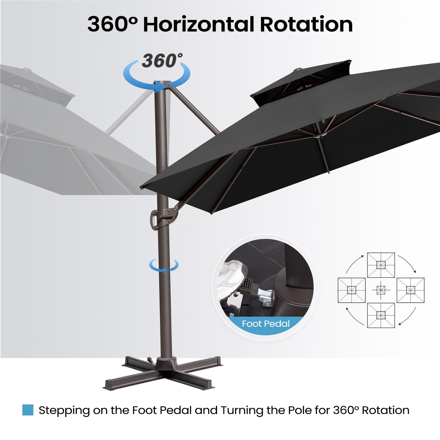 Crestlive Products 13x10ft Aluminum Double Top Crank Cantilever patio Umbrella