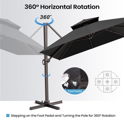 Crestlive Products 13x10ft Aluminum Double Top Crank Cantilever patio Umbrella