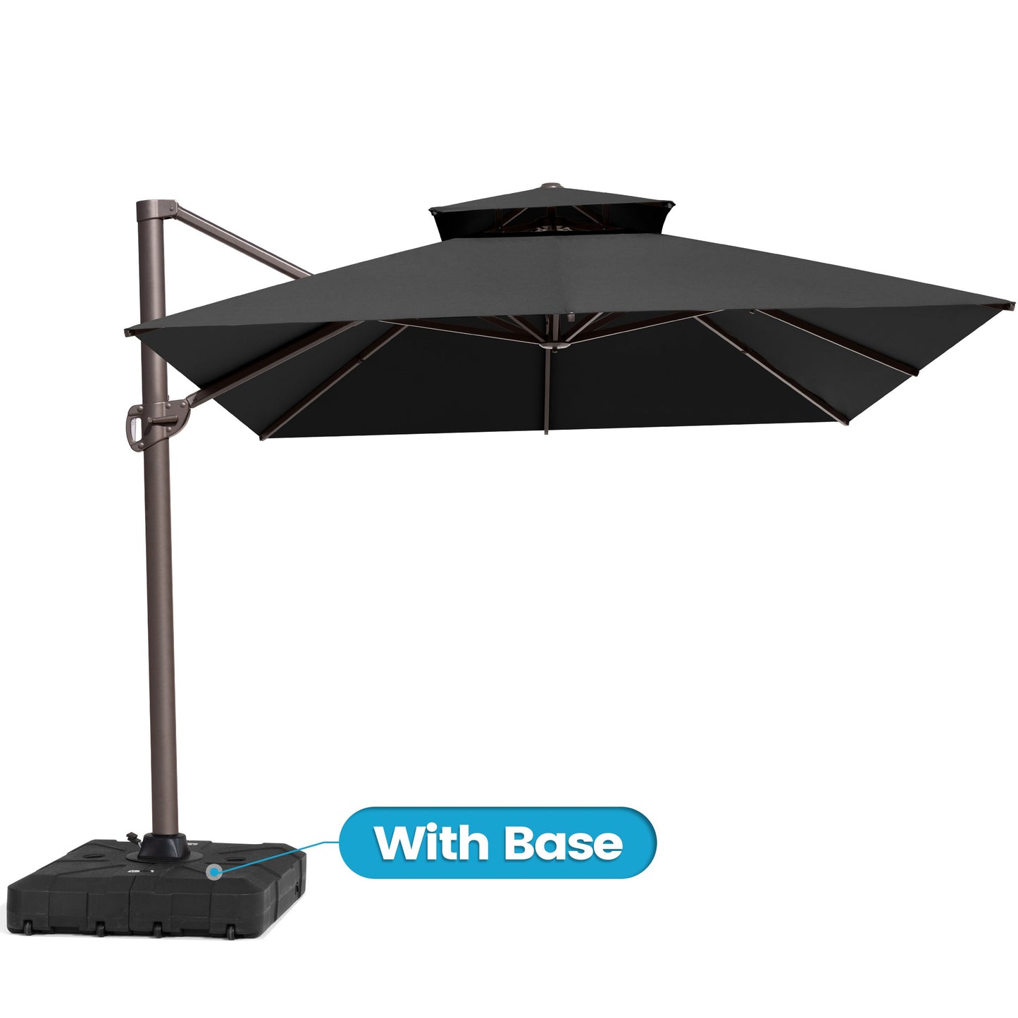 Crestlive Products 13x10ft Aluminum Double Top Crank Cantilever Patio Umbrella with Base Options