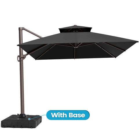 Crestlive Products 13x10ft Aluminum Double Top Crank Cantilever Patio Umbrella with Base Options