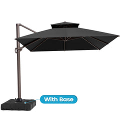 13x10 ft Aluminum Cantilever Patio Umbrella with Double Top (Base Options)