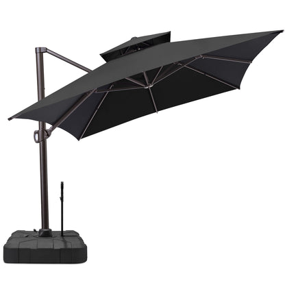 Crestlive Products 13x10ft Aluminum Double Top Crank Cantilever Patio Umbrella with Base Options