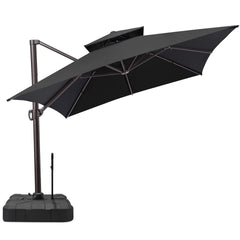 13x10 ft Aluminum Cantilever Patio Umbrella with Double Top (Base Options)