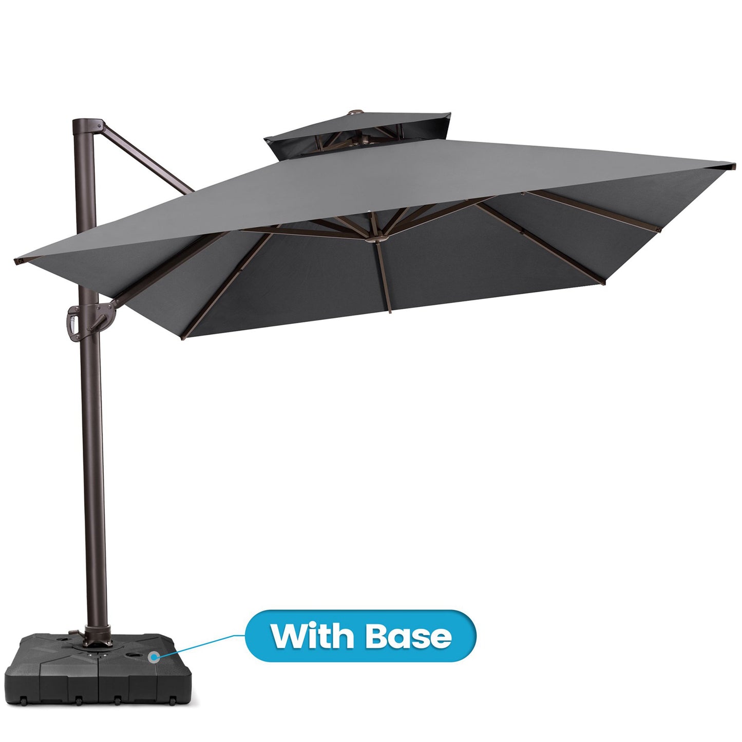 Crestlive Products 10x13ft Aluminum Double Top Crank Cantilever Patio Umbrella with Base