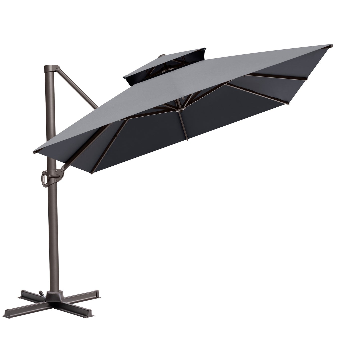 Crestlive Products 13x10ft Aluminum Double Top Crank Cantilever Patio Umbrella with Base Options
