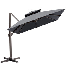 13x10 ft Aluminum Cantilever Patio Umbrella with Double Top
