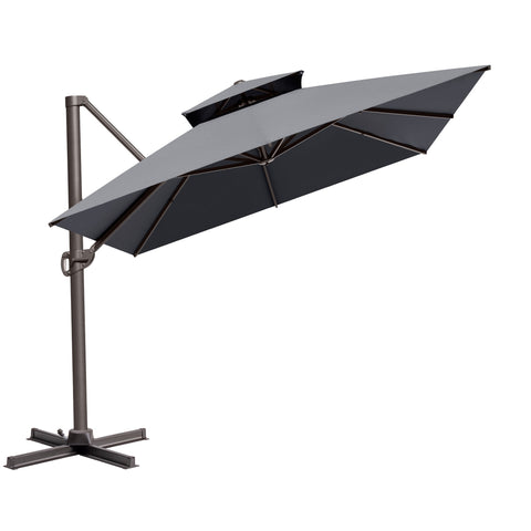 Crestlive Products 13x10ft Aluminum Double Top Crank Cantilever Patio Umbrella with Base Options