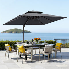 13x10 ft Aluminum Cantilever Patio Umbrella with Double Top (Base Options)
