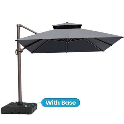 Crestlive Products 13x10ft Aluminum Double Top Crank Cantilever Patio Umbrella with Base Options