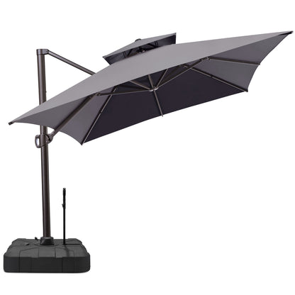 Crestlive Products 13x10ft Aluminum Double Top Crank Cantilever Patio Umbrella with Base Options