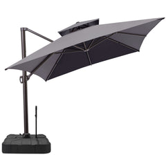 13x10 ft Aluminum Cantilever Patio Umbrella with Double Top (Base Options)