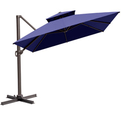 Crestlive Products 10x13ft Rectangular Cantilever Umbrella with Base, Windproof Double Top, 350lbs, 360-degree rotating
