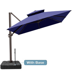 Crestlive Products 10x13ft Rectangular Cantilever Umbrella with Base, Windproof Double Top, 350lbs, 360-degree rotating