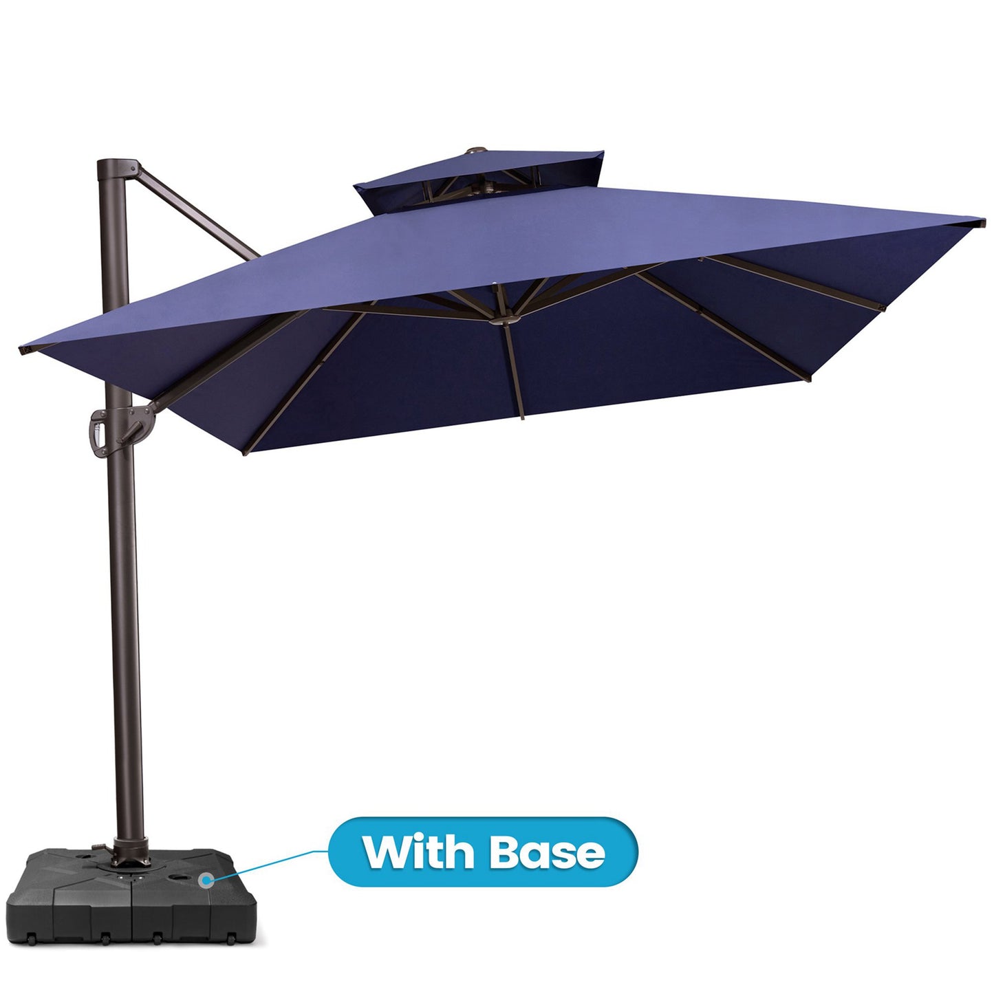 Crestlive Products 10x13ft Aluminum Double Top Crank Cantilever Patio Umbrella with Base