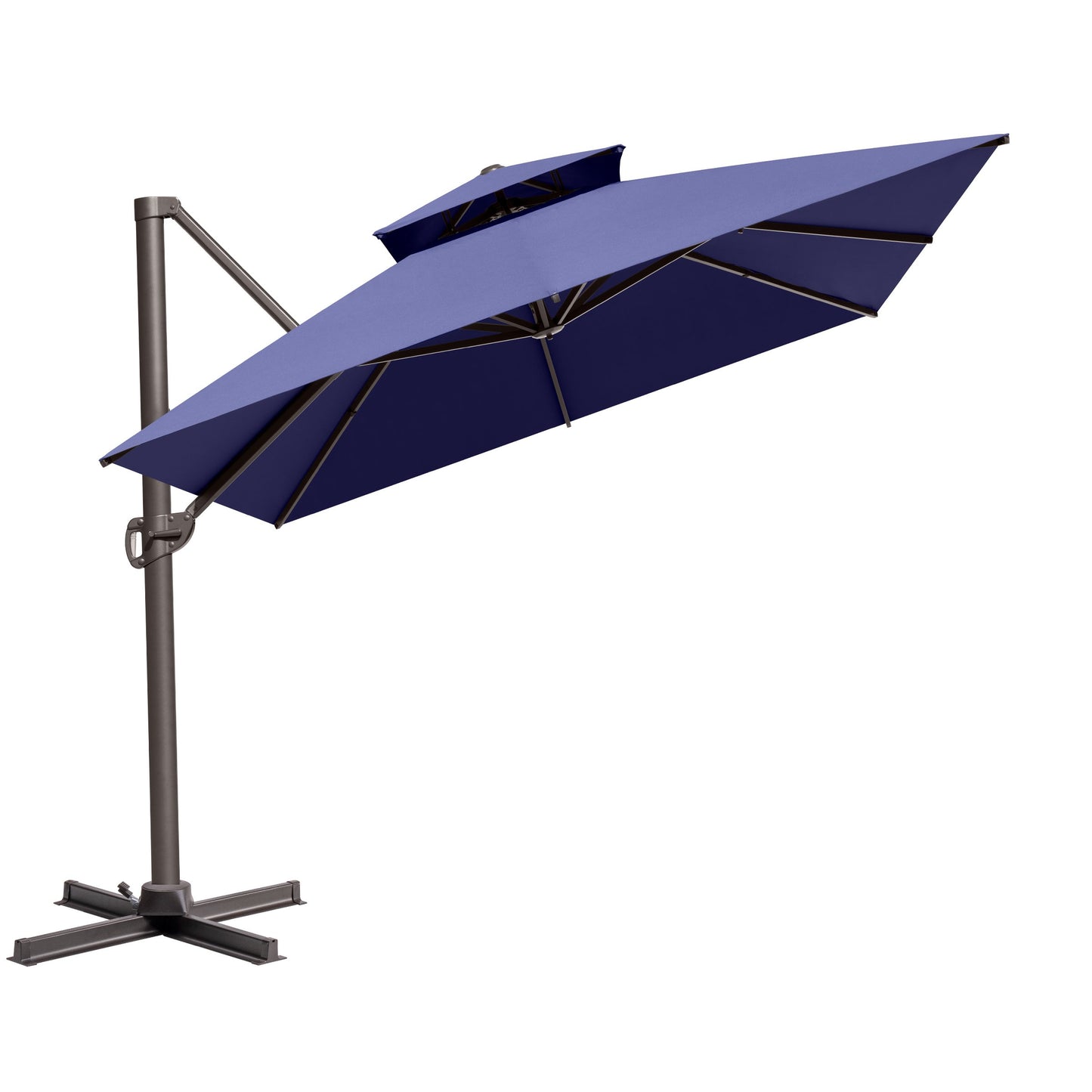 Crestlive Products 13x10ft Aluminum Double Top Crank Cantilever Patio Umbrella with Base Options