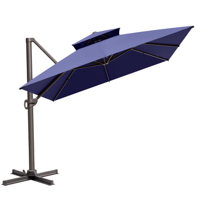 Crestlive Products 13x10ft Aluminum Double Top Crank Cantilever Patio Umbrella with Base Options