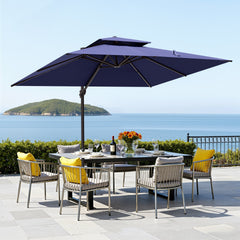 13x10 ft Aluminum Cantilever Patio Umbrella with Double Top (Base Options)