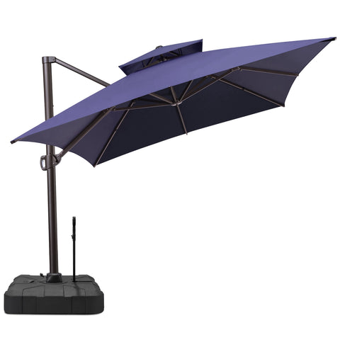 Crestlive Products 13x10ft Aluminum Double Top Crank Cantilever Patio Umbrella with Base Options