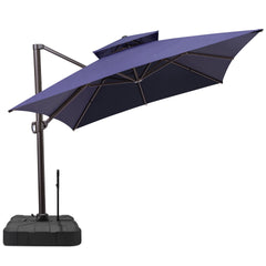 13x10 ft Aluminum Cantilever Patio Umbrella with Double Top (Base Options)