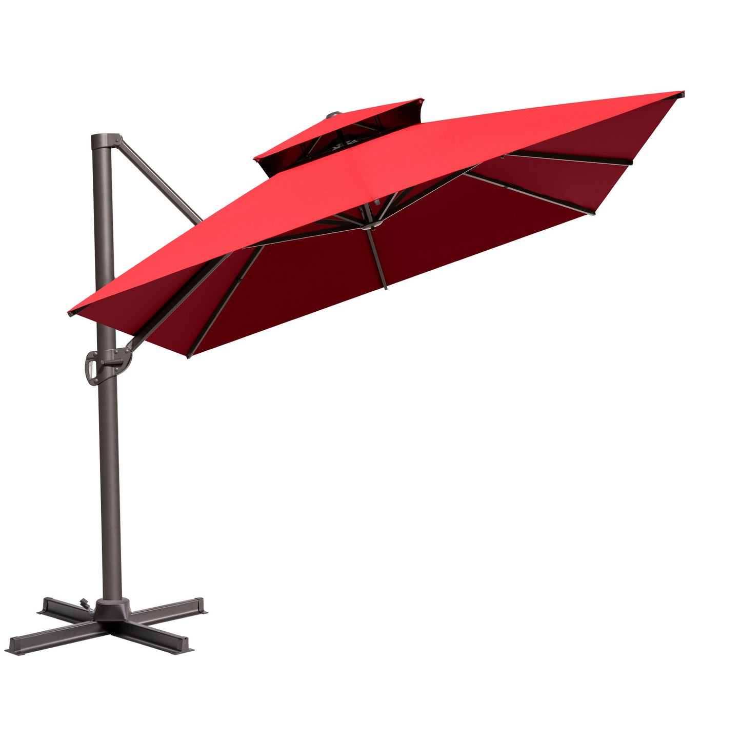 Crestlive Products 13x10ft Aluminum Double Top Crank Cantilever Patio Umbrella with Base Options