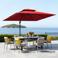 13x10 ft Aluminum Cantilever Patio Umbrella with Double Top (Base Options)