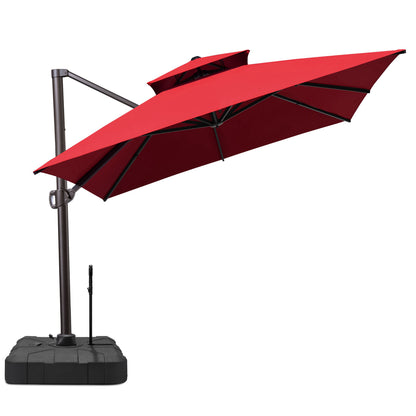 Crestlive Products 13x10ft Aluminum Double Top Crank Cantilever Patio Umbrella with Base Options