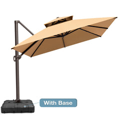 Crestlive Products 10x13ft Rectangular Cantilever Umbrella with Base, Windproof Double Top, 350lbs, 360-degree rotating