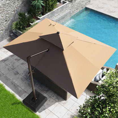 Crestlive Products 10x13ft Aluminum Double Top Crank Cantilever Patio Umbrella with Base