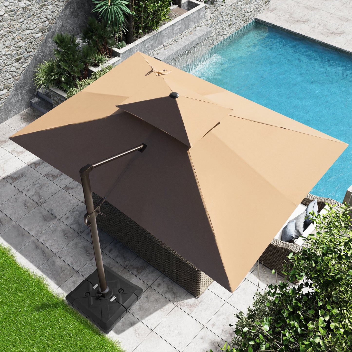 Crestlive Products 13x10ft Aluminum Double Top Crank Cantilever Patio Umbrella with Base Options