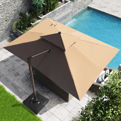 13x10 ft Aluminum Cantilever Patio Umbrella with Double Top (Base Options)