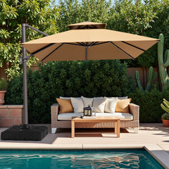 13x10 ft Aluminum Cantilever Patio Umbrella with Double Top (Base Options)