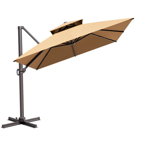 Crestlive Products 13x10ft Aluminum Double Top Crank Cantilever Patio Umbrella with Base Options