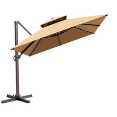 13x10 ft Aluminum Cantilever Patio Umbrella with Double Top (Base Options)