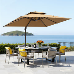 13x10 ft Aluminum Cantilever Patio Umbrella with Double Top (Base Options)