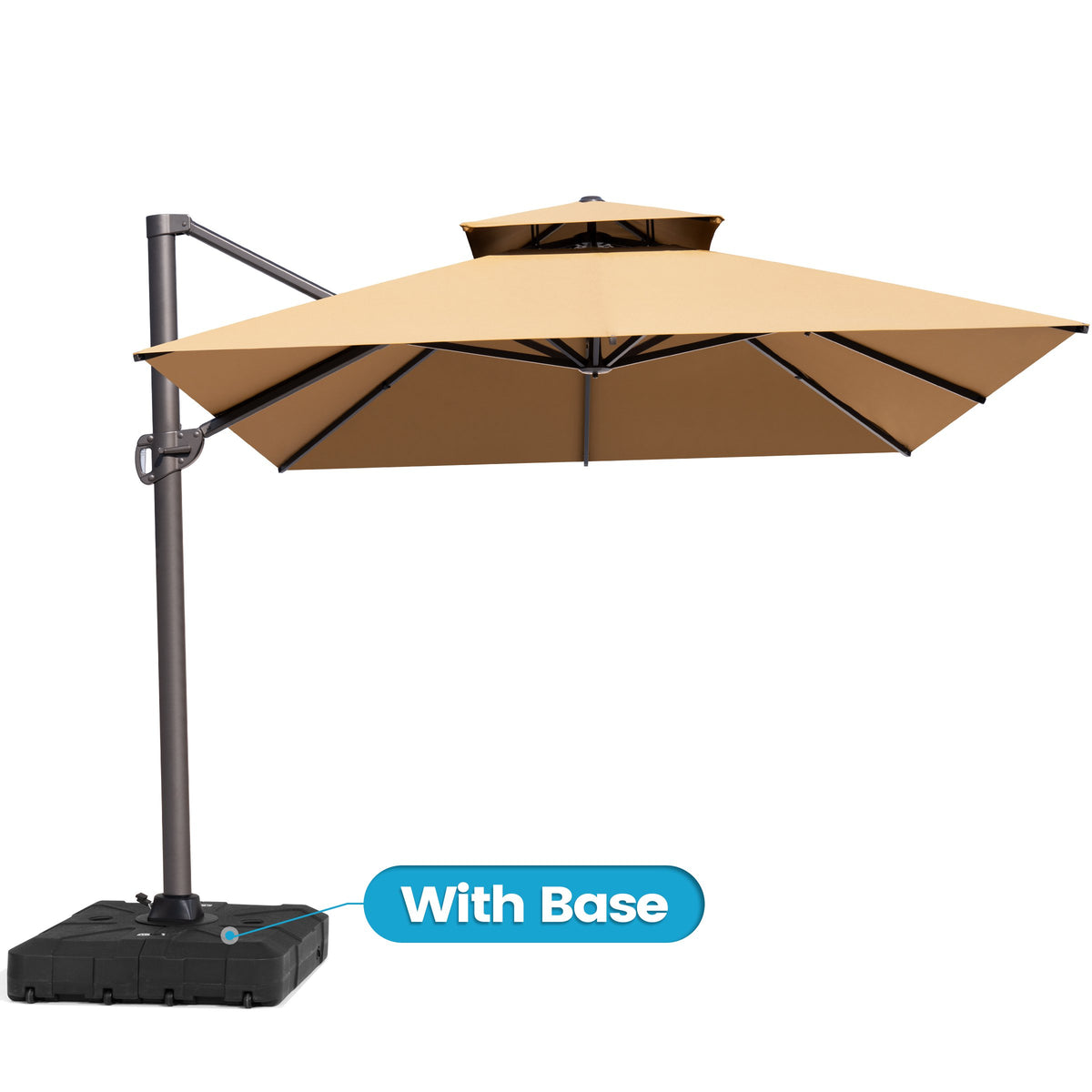Crestlive Products 13x10ft Aluminum Double Top Crank Cantilever Patio Umbrella with Base Options