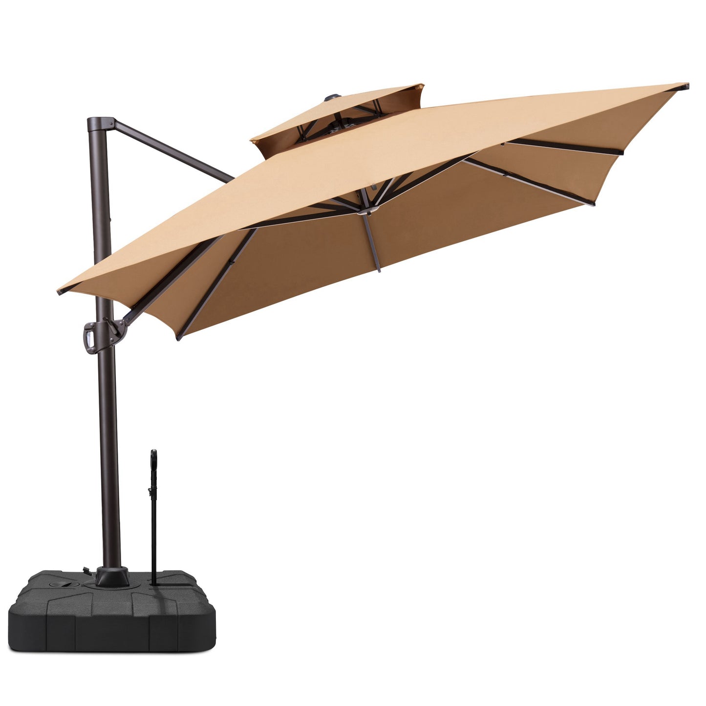 Crestlive Products 13x10ft Aluminum Double Top Crank Cantilever Patio Umbrella with Base Options