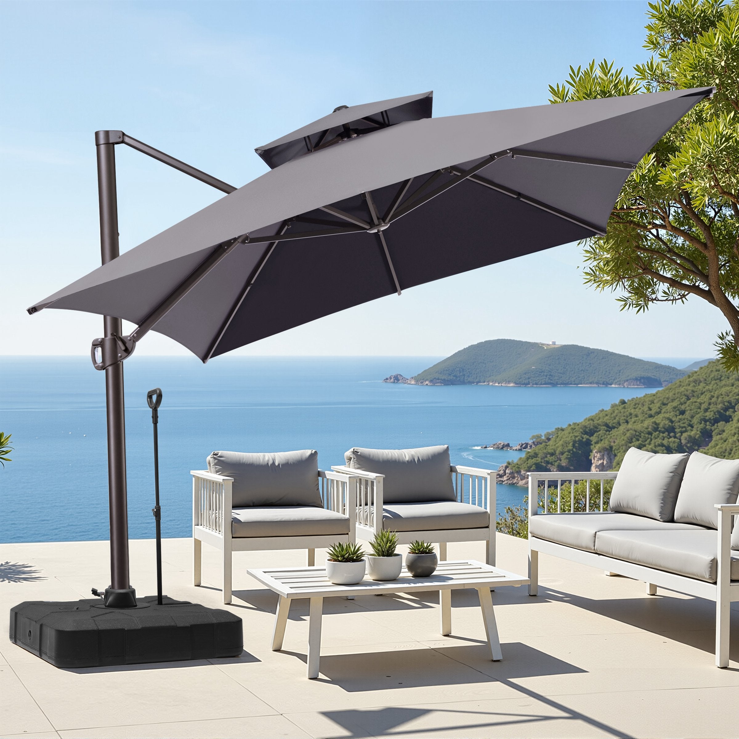13x10 ft Aluminum Cantilever Umbrella - Double Top