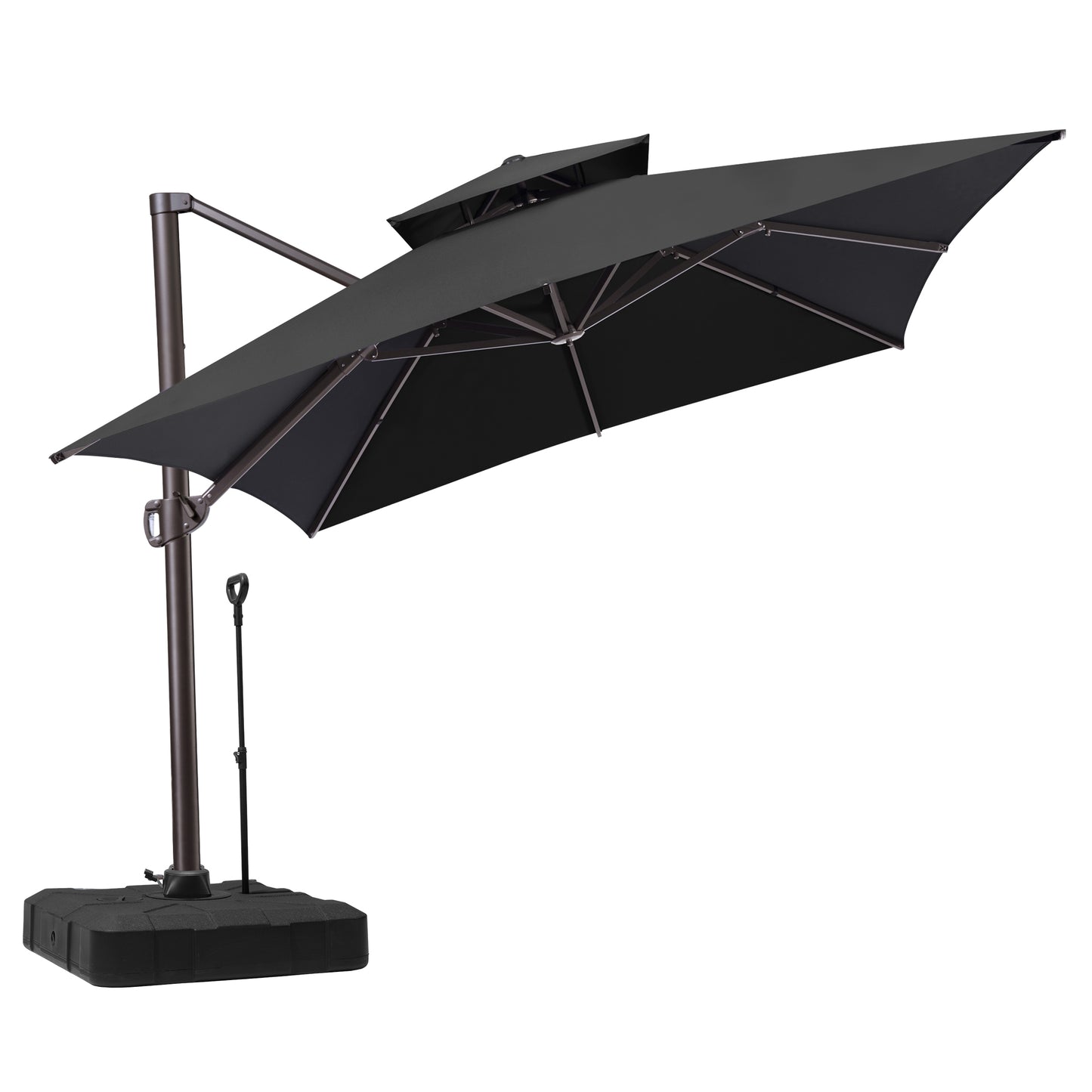 Crestlive Products 10x13ft Aluminum Double Top Crank Cantilever Patio Umbrella with Base