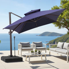 13x10 ft Aluminum Cantilever Patio Umbrella with Double Top (Base Options)